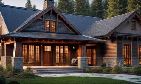 Rustic Home Exterior Colors, Craftsman Style Homes Exterior Color, Old Craftsman Style Homes, Craftsman House Exterior, Craftsman Bungalow Exterior, Craftsman Interior Design, Craftsman Houses, Craftsman Farmhouse, Craftsman Cottage