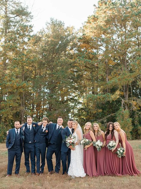 The Grove at Centerton Wedding Photography by Magdalena Studios 0009 Cinnamon And Blue Wedding, Rosewood Bridal Party, Mauve Bridesmaid Dress With Navy Groomsmen, Desert Rose And Grey Wedding, Cinnamon Rose Bridesmaid Dress With Groomsmen, Cinnamon Rose Groomsmen Attire, Cinnamon Rose Wedding Florals, Birdy Grey Rosewood Wedding, Dark Mauve Bridal Party