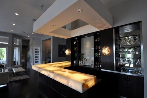 Top 60 Best Bar Top Ideas - Unique Countertop Designs Backlit Countertop, Contemporary Bar Design, Contemporary Home Bar Designs, Contemporary Home Bar, Modern Home Bar Designs, Bar Design Ideas, Bar Modern, Architecture Concept Model, Modern Home Decor Kitchen