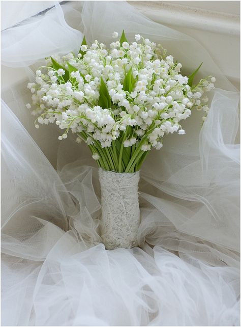 Ultra Romantic Wedding Posy/Bouquet Featuring Lily Of The Valley Hand Tied With Lace Ribbon Lily Of The Valley Bouquet, White Lily Flower, Lily Of The Valley Flowers, Hand Bouquet, White Lilies, Fragrant Flowers, Bride Bouquets, Lily Flower, Flower Bouquet Wedding