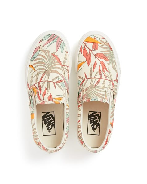 classic slip-on - california floral by vans - shoes - ban.do Vans Shoes Fashion, Vans Shoes Women, Custom Vans Shoes, Painted Shoes Diy, Cute Vans, Custom Painted Shoes, Custom Shoes Diy, Hype Shoes, Aesthetic Shoes