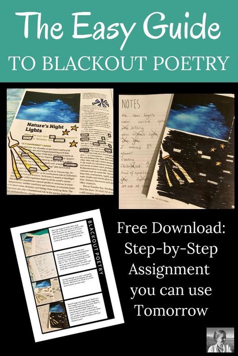 Poetry Therapy Activities, Fun Poetry Activities, Creative Writing Projects, Blackout Poetry Art, Poetry Activity, Blackout Poems, Poetry Projects, Found Poetry, Poetry Activities