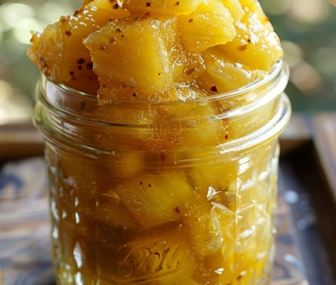 Pineapple Cowboy Candy Recipe – Chloe foods Cowboy Pineapple, Pineapple Cowboy Candy Recipe, Candied Pineapple Recipes, Pineapple Cowboy Candy, Pineapple Candy Recipe, Cowboy Candy Jalapenos, Cowboy Candy Recipe, Pickled Pineapple, Candy Pineapple