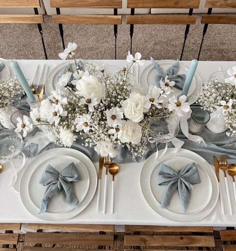 Bridal Shower Inspo, Something Blue Bridal, Tafel Decor, Blue Bridal Shower, Light Blue Wedding, Blue Themed Wedding, Dusty Blue Weddings, Future Wedding Plans, Blue Bridal