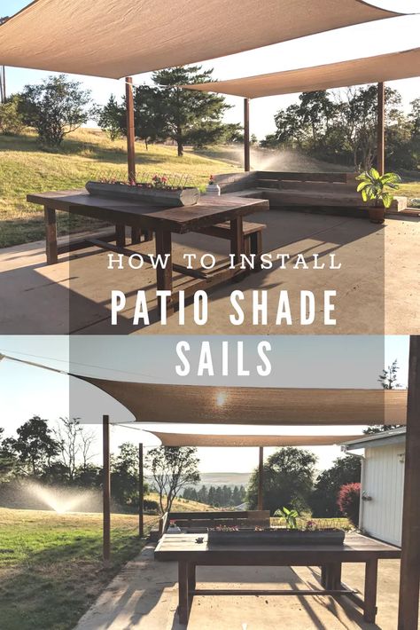 Shade Sails Diy, Patio Shade Diy, Kitchen Veranda, Patio Shade Sails, Outdoor Patio Shades, Diy Patio Ideas, Deck Shade, Pergola Diy, Backyard Shade