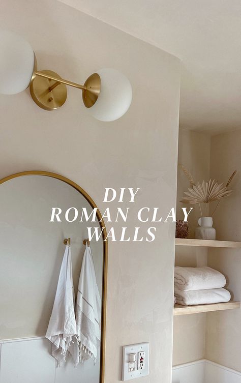 Diy Roman Clay, Roman Clay Walls, Desert Bathroom, Clay Walls, Roman Clay, Limewash Walls, Venetian Plaster Walls, Wall Painting Techniques, Earthy Bedroom