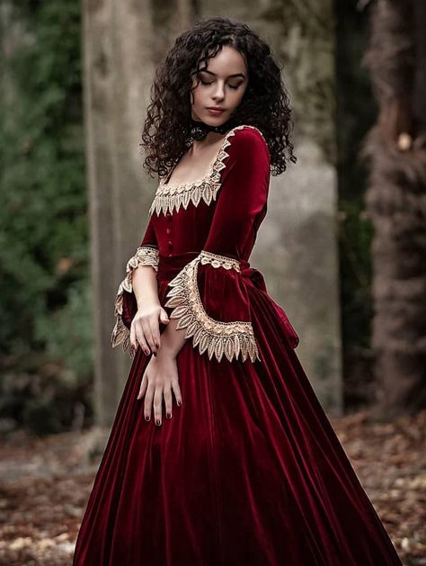 Rose Blooming Wine Red Velvet Ball Gown Theatrical Victorian Gown  #victoriandresses #victorianballgowns #historicaldresses #marieantoinettedresses #redvictoriandresses #velvetvictoriandresses Gothic Gown Victorian Era, Red Victorian Dress, Velvet Ball Gown, Gown Victorian, Victorian Ball Gowns, Rose Blooming, Gothic Gowns, Victorian Era Dresses, Victorian Gown