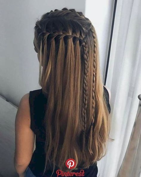 Single Braids Hairstyles, Waterfall Braid Hairstyle, Formal Hairstyles For Long Hair, Amazing Hairstyles, French Braids, Vlasové Trendy, Braid Hairstyle, Waterfall Braid, Pinterest Hair