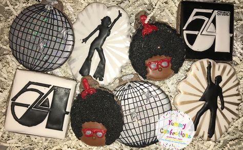 Disco Party Ideas Disco Cookies Disco Party Cookies Decorated, Disco Cookies 70s, Disco Themed Cookies, Disco Party Cookies, Disco Cookies Decorated, 54th Birthday Cake, 60th Birthday Celebration Ideas, Party Ideas Disco, Disco Cookies