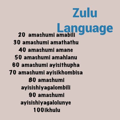 counting in Zulu, a Bantu language spoken mainly in South Africa. Learn Zulu, Isizulu Language, Zulu Language, Languages Of Africa, African Languages, Preschool Charts, African Words, African History Truths, World Languages