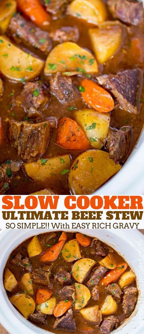 The easiest, most delicious Ultimate Slow Cooker Beef Stew. Ultimate Beef Stew, Slow Cooker Kip, Beef Stew Dinner, Slow Beef Stew, Slow Cooker Recipes Beef Stew, Crockpot Recipes Beef Stew, Easy Beef Stew, Potatoes And Carrots, Slow Cooker Recipes Beef