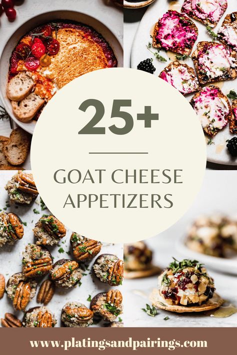 Looking for some great goat cheese appetizers that are easy to make? Here are 25+ amazingly delicious appetizer recipes that use goat cheese. Gluten Free Goat Cheese Appetizers, Goat Cheese Recipes Charcuterie, Goat Cheese And Crackers Appetizers, Snacks With Goat Cheese, Goat Cheese Appetizers For Party, Appetizer Goat Cheese, Appetizer Recipes Goat Cheese, Savory Goat Cheese Appetizer, Goat Cheese Hors D’oeuvres