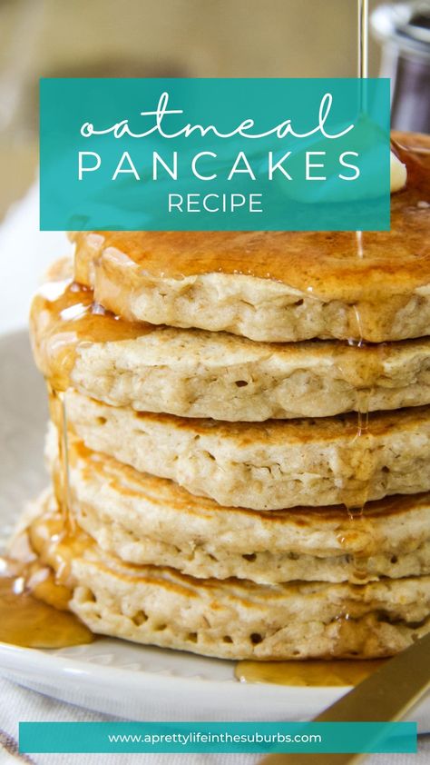 Oatmeal Pancakes Easy, Oatmeal Pancakes Healthy, Quick Oatmeal, Oatmeal Pancakes Recipe, Yummy Pancake Recipe, Delicious Oatmeal, Healthy Pancake Recipes, Favorite Breakfast Recipes, Pretty Life