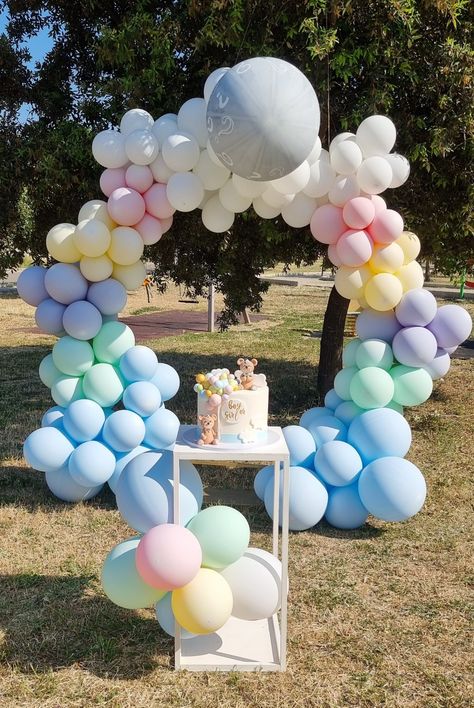 Rainbow Theme Gender Reveal, Pastel Rainbow Gender Reveal Party, Rainbow Gender Reveal Ideas, Rainbow Baby Gender Reveal Ideas, Rainbow Gender Reveal Party, Rainbow Baby Gender Reveal, Rainbow Gender Reveal, Rainbow Baby Shower Theme, Rainbow Teddy Bear