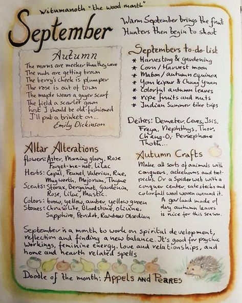 Witchy Monthly Planner, September Magical Correspondences, September Correspondences, September Witchcraft, Witchy September, September Witch, September Magic, Daily Correspondences, Spiritual Essentials