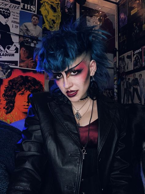 80s Goth Hairstyles, 80s Drag Queens, Tradgoth Hair, Classic Goth Makeup, Tradgoth Makeup 80s, New Wave Hairstyles, Deathrocker Makeup, 80s Punk Rock Makeup, 80s New Wave Makeup