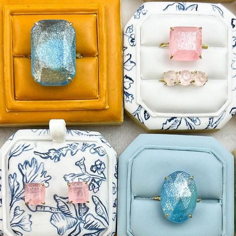 Maya Frenklach - Painted Ladies Pastry on Instagram: "Group Shot! Mixing and matching the icing and sugar gemstone colors is my favorite part, I feel like a jewelry designer and a cookie baker. Plus, they look so pretty together (imagine a full table of these as wedding favors!). A rainbow of ring boxes🌈  Cookies are decorated with royal icing and sugar gemstones made with @simicakes1 isomalt poured into a silicon mold. Ring box cutter is from @bobbiscutters  #ringbox #engagementring #cookiedecorating" Royal Icing Decorations, Ring Boxes, Group Shots, Painted Ladies, Cookie Box, Celebrate Life, Let's Celebrate, Decorated Cookies, Jewelry Designer