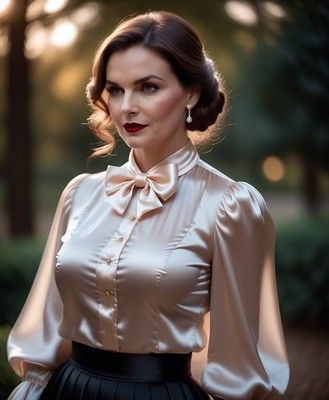 Satin Bow Blouse, Satin Fashion, Curvy Women Outfits, Bow Blouse, Aging Gracefully, Satin Bow, Gal Gadot, Pink Blouse, Corsets