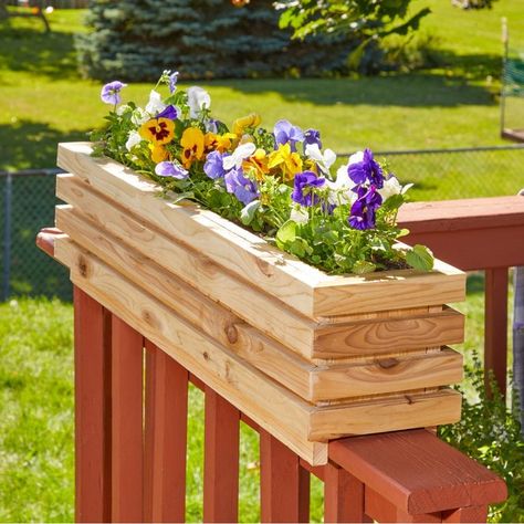 How To Build a Planter Box for Your Deck Railing (DIY) | Family Handyman Best Concrete Paint, Railing Planter Boxes, Framing Basement Walls, Deck Planter Boxes, Recycled Building, Granite Tile Countertops, Deck Railing Planters, Custom Built Cabinets, Deck Planters