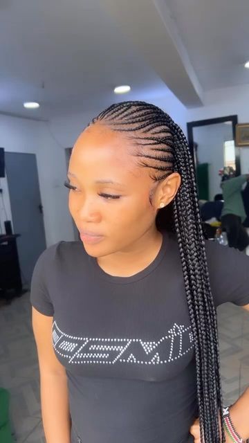 Braid Styles For Graduation, Styled Cornrows Black Women, Ghana Braids Hairstyles 2024, Ghana Braid Styles Cornrows, Raster Braids Styles, Half Braids Half Cornrows Black Women, Abuja Styles, Half Box Braids Half Cornrows, Ghanaweaving Braids