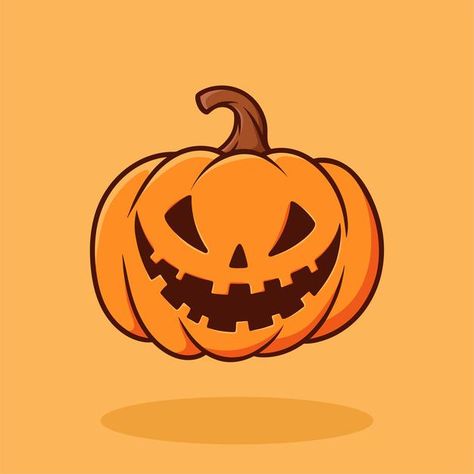 Pumpkin halloween flat cartoon hand draw... | Premium Vector #Freepik #vector #background Halloween Drawings Pumpkins, Halloween Vector Art, Desenhos Para O Halloween, Cartoon Halloween Drawings, Halloween Vector Illustration, Cute Halloween Pumpkin Drawing, Pumkin Drawing Cartoon, Cartoon Pumpkin Drawing, Scary Pumpkin Drawing