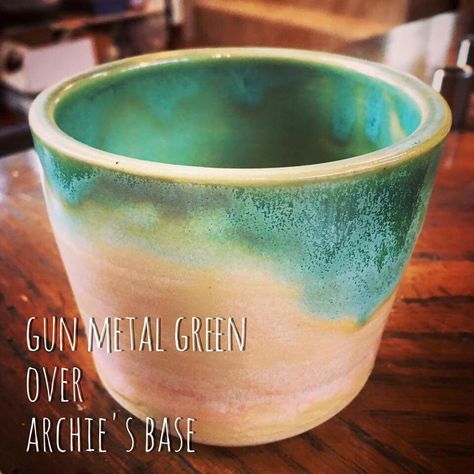 Gun metal green over archies base Coyote Archies Base Glaze, Archie’s Base Glaze Combinations, Archie’s Base Glaze, Coyote Glaze Combinations Archies Base, Clear Glaze Recipe, Lettuce Bowl, Coyote Glazes, Glazing Inspiration, Ceramics Glazing