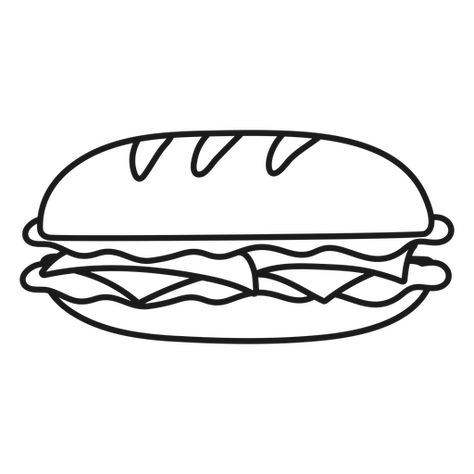 Bread sandwich stroke PNG Design How To Draw A Sandwich, Sandwich Drawing Simple, Drawing Sandwich, Sandwich Doodle, Sandwich Tattoo, Cartoon Sandwich, Sandwich Clipart, Sandwich Illustration, Bread Drawing