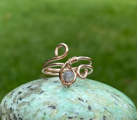 Wire Rings Ideas, Tab Ideas, Homemade Jewellery, Crystal Wire Wrap, Mother Of Pearl Rose, Diy Wire Jewelry Rings, Rings Wire, Art Fil, Wire Jewelry Rings