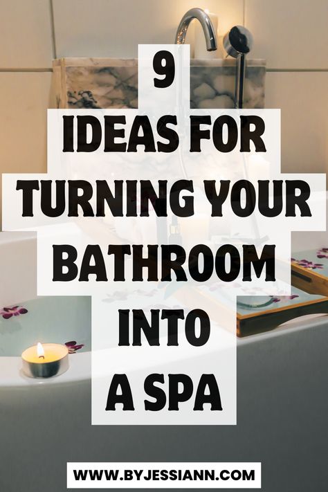 9 Tips For Turning Your Bathroom into An Oasis - Bathroom Spa Decor Ideas How To Decorate A Tub Surround, Make Your Bathroom Feel Like A Spa, Spa Decor For Bathroom, Remove Jacuzzi Tub Master Bath, Vibe Bathroom Aesthetic, Corner Tub Decor, Natural Spa Bathroom, Soaker Tub Decor, Bathroom Decor Tub