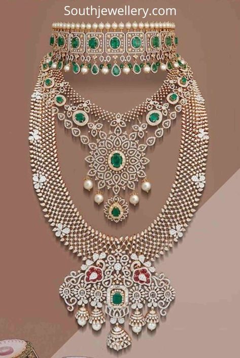 Bridal diamond necklace set by Mangatrai photo Bridal Diamond Necklace Design, Wedding Necklace Designs, Necklace Set Indian Bridal Jewelry, Diamond Necklace Wedding, Wedding Jewellery Designs, Bridal Jewellery Set, Bridal Diamond Necklace, Wedding Necklace Set, Indian Bridal Jewelry Sets