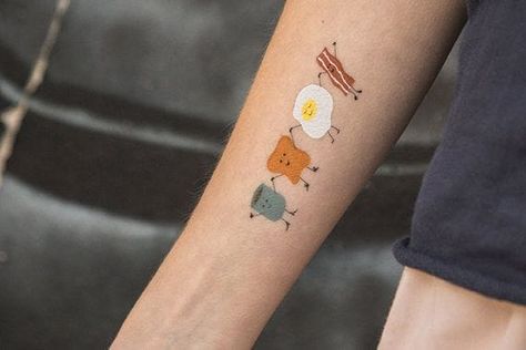 Bacon tattoo breackfast Breakfast Tattoo, Breakfast Club Tattoo, Bacon Tattoo, Club Tattoo, Temp Tattoo, Bon Iver, Hot Tattoos, The Breakfast Club, Pinterest Blog