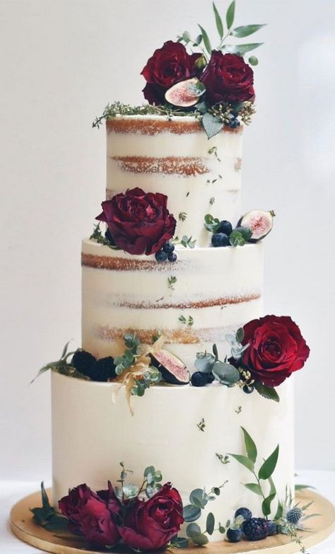 Rustic country naked wedding cakes #wedding #weddingideas #rusticwedding #weddingcakes #cakes Wedding Cake Two Tier, Autumn Wedding Cake, Country Wedding Cakes, Floral Wedding Cakes, Buttercream Wedding Cake, Wedding Cake Rustic, Fall Wedding Cakes, Rustic Wedding Cake