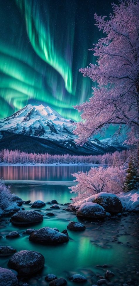 Northern Lights Wallpaper Aesthetic, Northern Lights Wallpaper, Eevee Wallpaper, Reflection Landscape, Northern Lights Photography, Northern Lights Norway, Ocean At Night, Night Sky Painting, Aurora Borealis Northern Lights