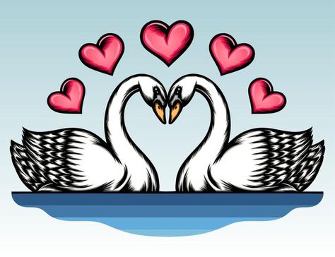 Goose couple with hearts isolated on blu... | Premium Vector #Freepik #vector #love #character #cartoon #bird Colourful Mandala, Love Character, Cartoon Bird, Character Cartoon, Couple Drawings, Valentine's Day Nails, Paint Ideas, Wedding Collection, Mandala Coloring