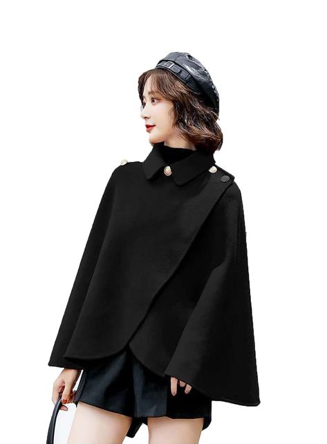 Gothic Shawl, Short Cape Coat, Hooded Poncho, Capes For Women, Cape Coat, Color Fashion, Formal Evening Dresses, Cloak, Pure Color