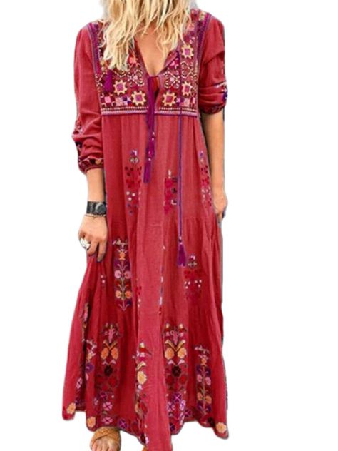 Mosaic Dress, Long Sleeve Summer Dress, Mode Prints, Stitching Dresses, Gaun Fashion, Ankle Dress, Womens Fall Dress, Cotton Blends Dress, Maxi Robes