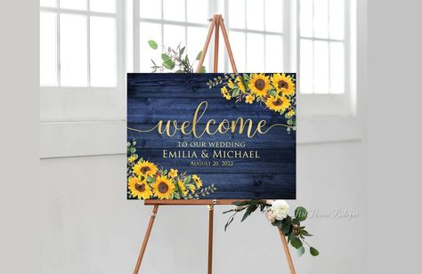 Navy Rustic Wedding, Winter Engagement Party, Rustic Rehearsal Dinners, Navy Bridal Shower, 50th Anniversary Decorations, Engagement Signs, Rustic Winter Wedding, Daisy Wedding, Bridal Shower Welcome Sign