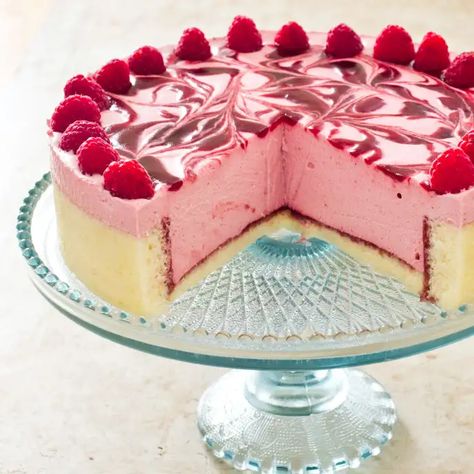 Raspberry Charlotte | America's Test Kitchen Raspberry Cloud Cake, Charlotte Russe Cake, Raspberry Charlotte, Belly Ring Piercing, Raspberry Curd, Fruit Mousse, Classic French Desserts, Charlotte Cake, Quick Baking