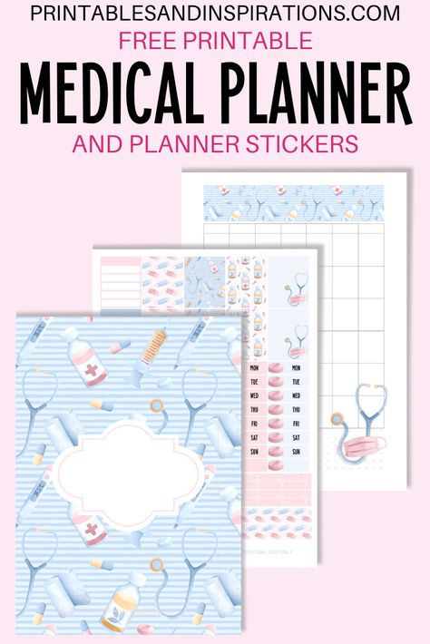 Medical Theme Planner - Free Printable Bullet Journal - Printables and Inspirations Doctor Appointment Planner Stickers Free, Free Medical Printables, Medical Planner Free Printables, Medical Stickers Free Printable, Medical Organization, Medical Printables, Printables Design, Medical Planner, Free Printable Monthly Planner