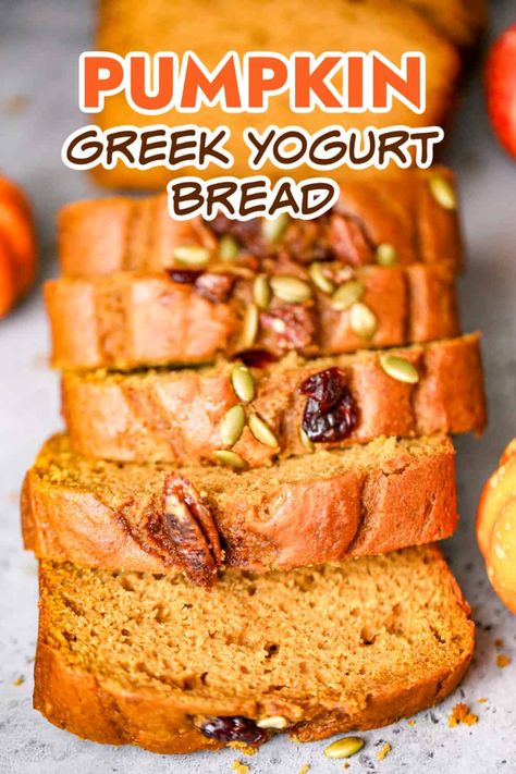 Pumpkin Bread Made With Greek Yogurt, Healthy Pumpkin Bread Greek Yogurt, Pumpkin Bread With Greek Yogurt, Pumpkin Bread With Yogurt, Pumpkin Bread Greek Yogurt, Yogurt Bread Recipe Simple, Pumpkin Yogurt Bread, Greek Yogurt Pumpkin Bread, Pumpkin Yogurt Muffins