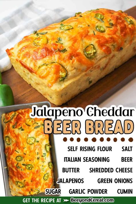 Jalapeno Cheddar Beer Bread, Jalapeno Beer Bread, Jalapeño Beer Bread, Jalapeño Cheddar Beer Bread, Beer Bread Recipe 3 Ingredients, Jalapeno Bread Recipes, Cheddar Jalapeno Bread, Beer Cheese Bread Recipe, Jalapeno Cheddar Bread