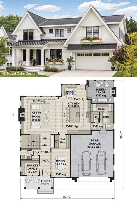 Second Story Floor Plans Layout, House Plans With Garage In Front Layout, 2100 Sq Ft House Plans 2 Story, Modern Home Blueprint, House Floorplan Two Story, Home Exterior 2 Story, Houses And Floor Plans, House With Garage In Front Design, Modern Farmhouse Blueprints