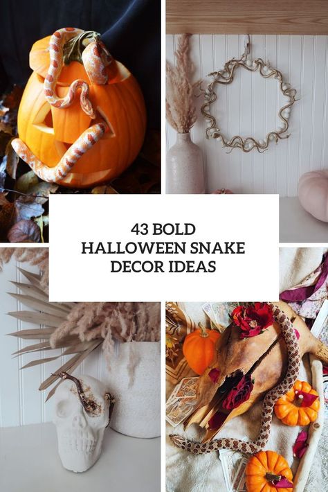 bold halloween snake decor ideas cover Halloween Snake Decorations, Snake Halloween Decor, Snake Decorations, Halloween Cloche, Snake Halloween, Snake Decor, Man Eating Plant, Halloween Placemats, Office Halloween