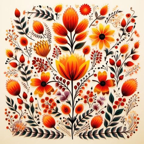 Premium Photo | The Enchanting World of Polish Folk Art Exploring Warm Earth Colors and Delicate Pen Strokes in Lus Norwegian Rosemaling, Primitive Quilts, Whimsical Furniture, Polish Folk Art, Earth Colors, Polish Folk, Arrow Tattoo, Earth Color, Tole Painting