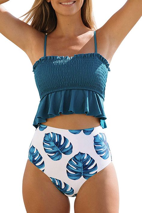 Two Piece Bathing Suit, 2024 Aesthetic, Beach Clothes, Trendy Swimsuits, Swimsuits Outfits, Ruffle Swimsuit, Cute Bathing Suits