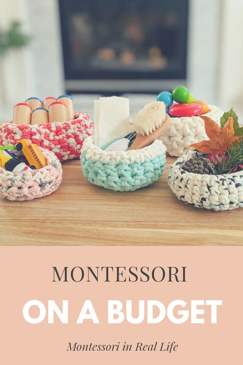 Montessori at Home on a Budget — Montessori in Real Life Montessori Play Activities, Montessori Under 1, Montessori For Kindergarten, Easy Montessori At Home, Montessori Room 1 Year, Montessori For One Year Old, Diy Montessori Playroom, Dollar Store Montessori Ideas, Montessori Outside