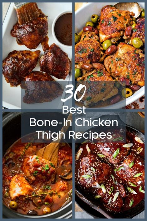 Baked Bbq Chicken Thighs, Dinner Party Entrees, Easy Baked Chicken Thighs, Honey Baked Chicken, Bone In Chicken Recipes, Oven Baked Chicken Thighs, Crispy Oven Baked Chicken, Braised Chicken Thighs, Bone In Chicken Thighs