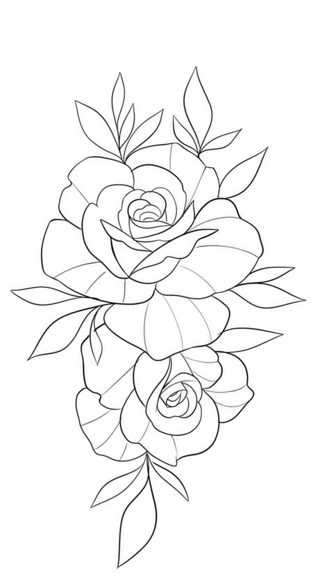 Tattoo Outline Drawing Stencil, Flower Tattoo Stencils, Rose Tattoo Stencil, Rose Stencil, Tattoo Outline Drawing, Tattoo Zeichnungen, Drawing Stencils, Flower Outline, Tattoo Stencil Outline