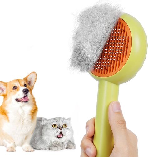 Amazon.com : HICC GROOM! Pet Grooming Brush for Cats and Dogs, Self-Cleaning Sliker Brush for Removes Mats, Tangles, and Loose Hair, Shedding Brush for Short or Long Haired Cats/Dogs (Donut) : Pet Supplies Cat Hair Removal, Pet Spa, Pet Grooming Tools, Loose Hair, Long Haired Cats, Cat Shedding, Pet Brush, Hair Shedding, Dog Brushing