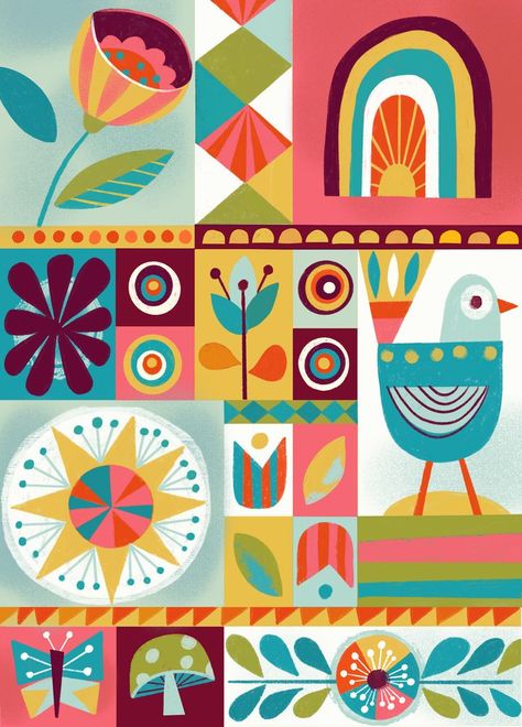 Illustration Bird, Lisa Congdon, Pattern Design Inspiration, Design Mandala, Illustration Blume, Scandinavian Folk Art, Spring Is In The Air, Arte Sketchbook, Folk Art Painting